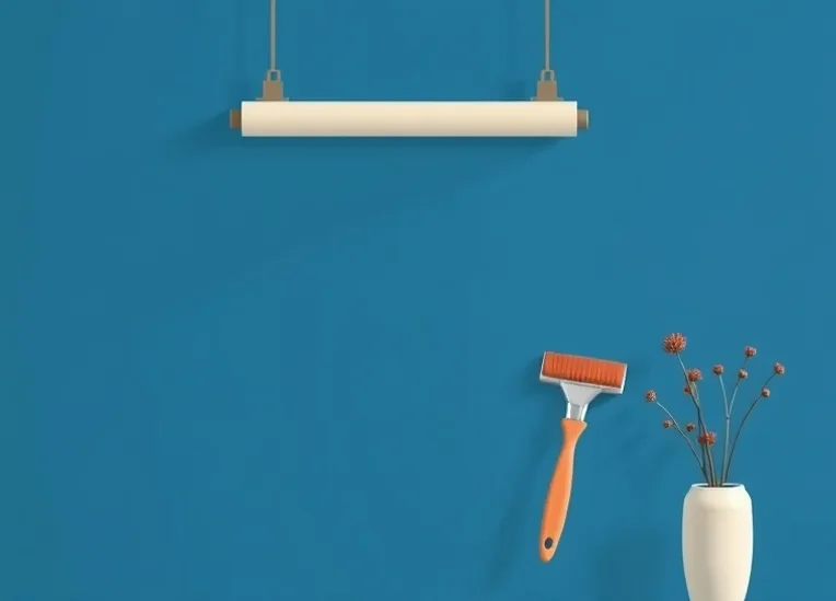 Pose de papier peint, rouleau et brosse à maroufler